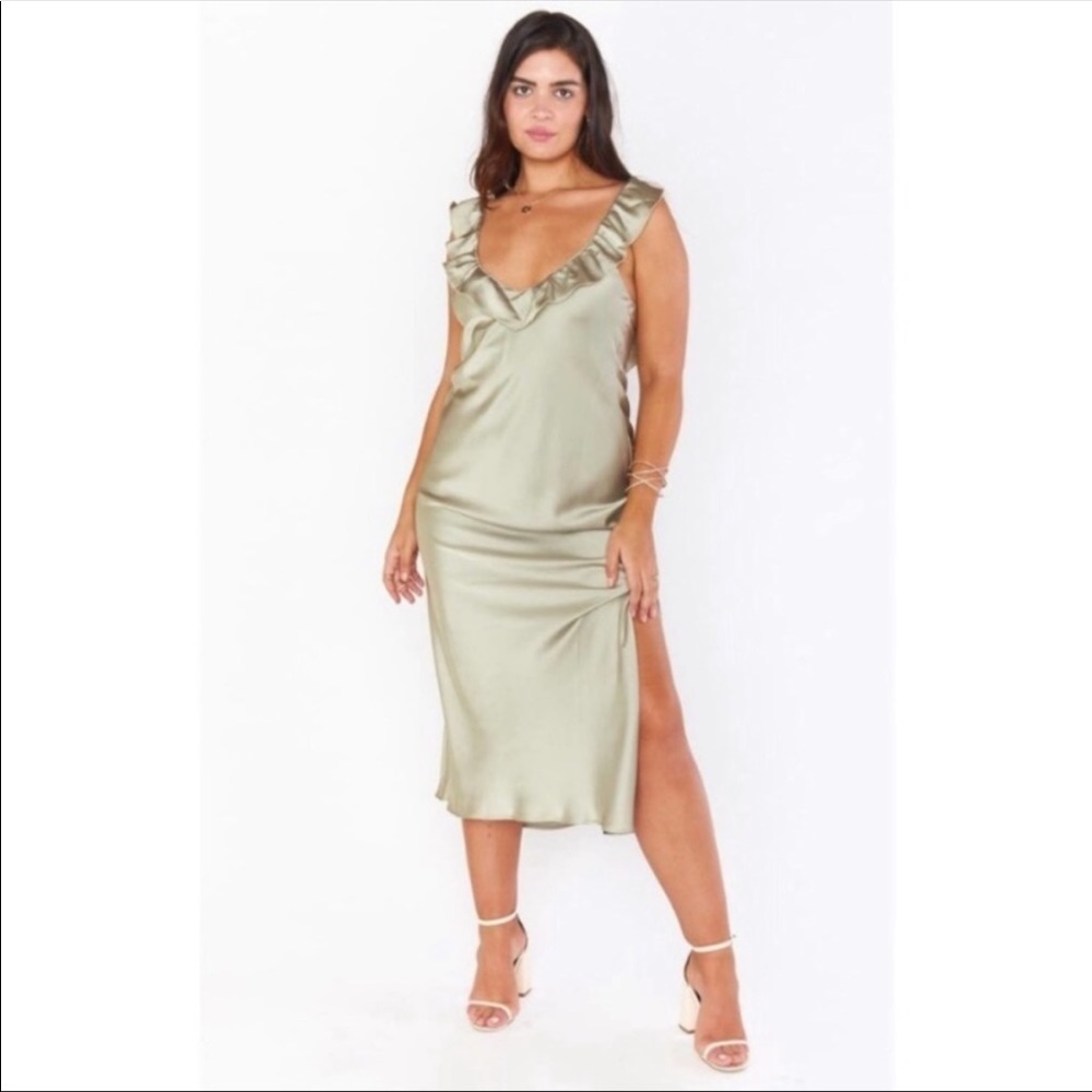 Show Me Your MuMu Olive Green Midi Dress
